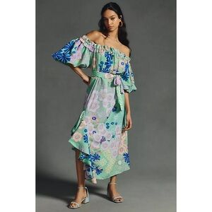 ANTHROPOLOGIE Off The Shoulder Printed Maxi Dress